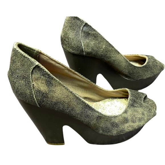 Rocket Dog heels platform chunky brown peep toe wedge size 8M - Picture 4 of 9